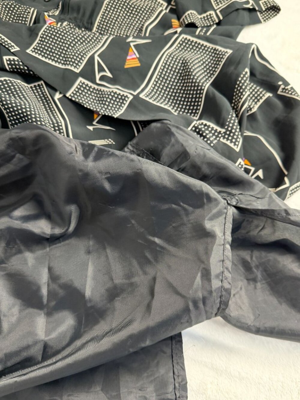Vintage La Beauté France Black White Geometric Office Novelty Print Shirt Sz 11 - Picture 5 of 11